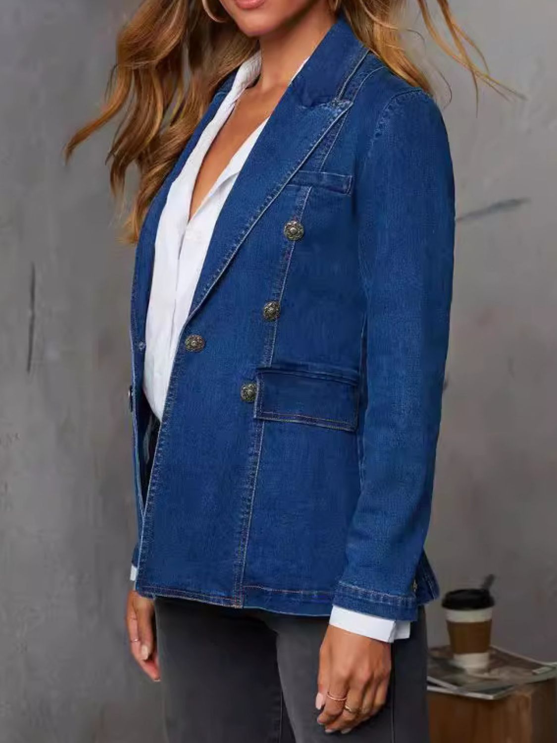 Outfit Flow - Collared Neck Long Sleeve Denim Jacket