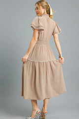 Umgee Tiered Flutter Sleeve Midi Dress OutfitFlow