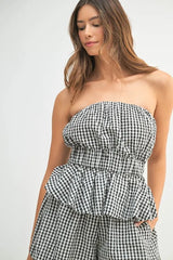 MABLE Gingham Tube Top and Shorts Set OutfitFlow