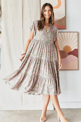 Mittoshop Abstract Print Ruffle Tier Midi Dress OutfitFlow