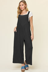 Outfit Flow - Double Take Full Size Texture Sleeveless Wide Leg Overall