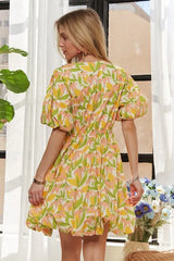 ADORA Puff Sleeve Floral Dress OutfitFlow
