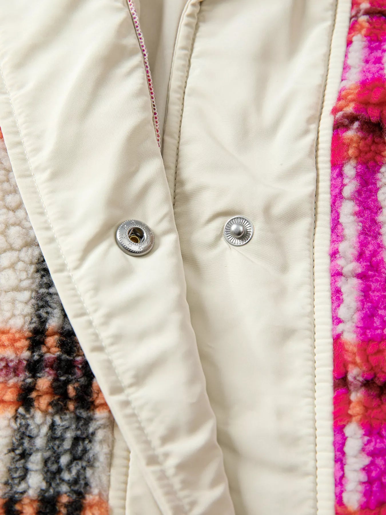 Sherpa Plaid Snap Down Vest Coat Trendsi