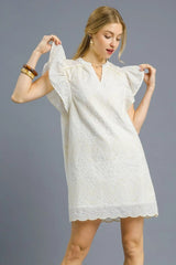 Umgee Scalloped Hem Embroidered Mini Dress OutfitFlow