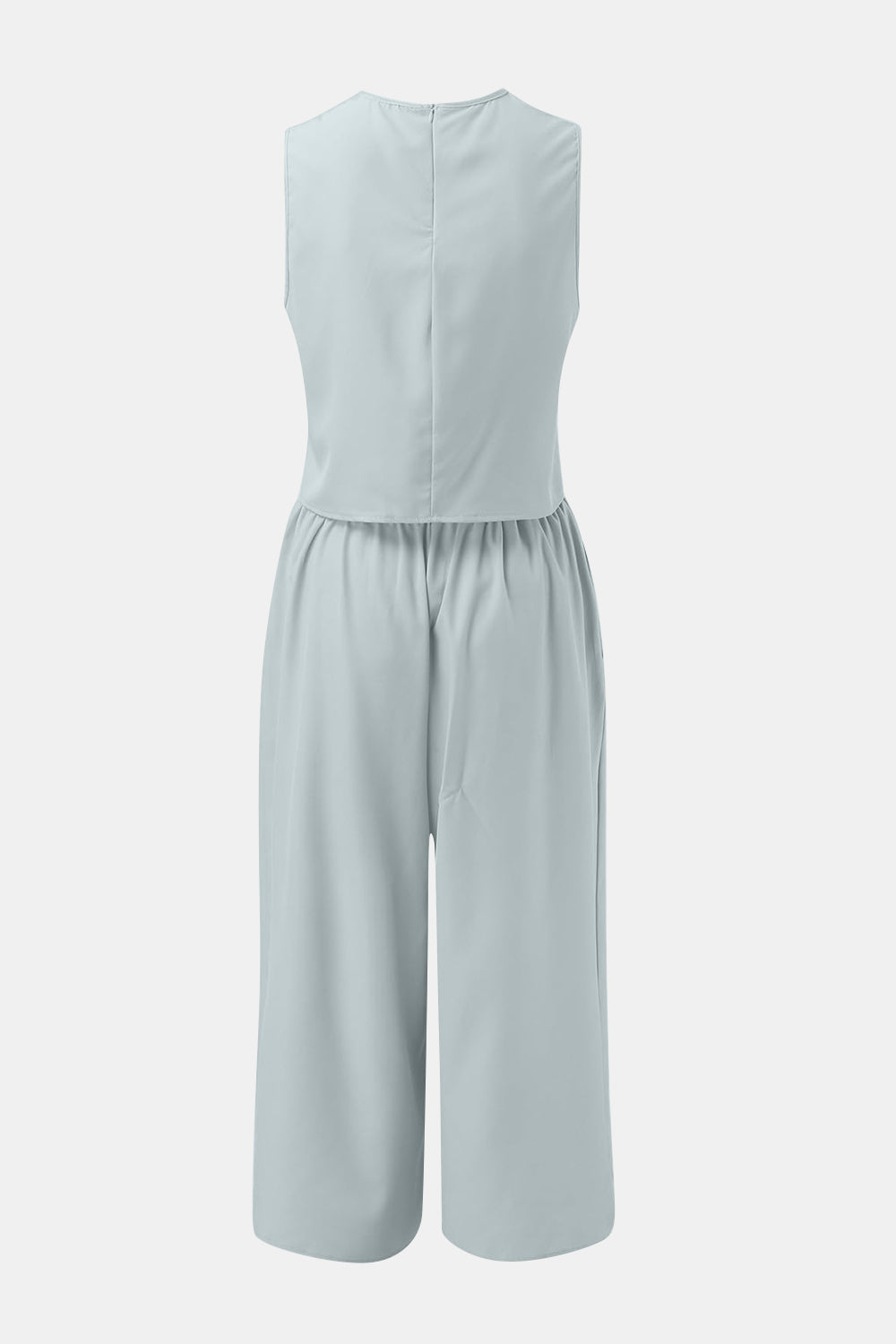 Outfit Flow - Round Neck Top and Wide Leg Pants Set