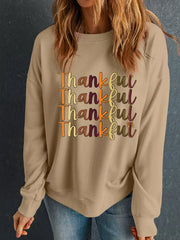 Thankful Repeated Print Drop Shoulder Sweatshirt OutfitFlow