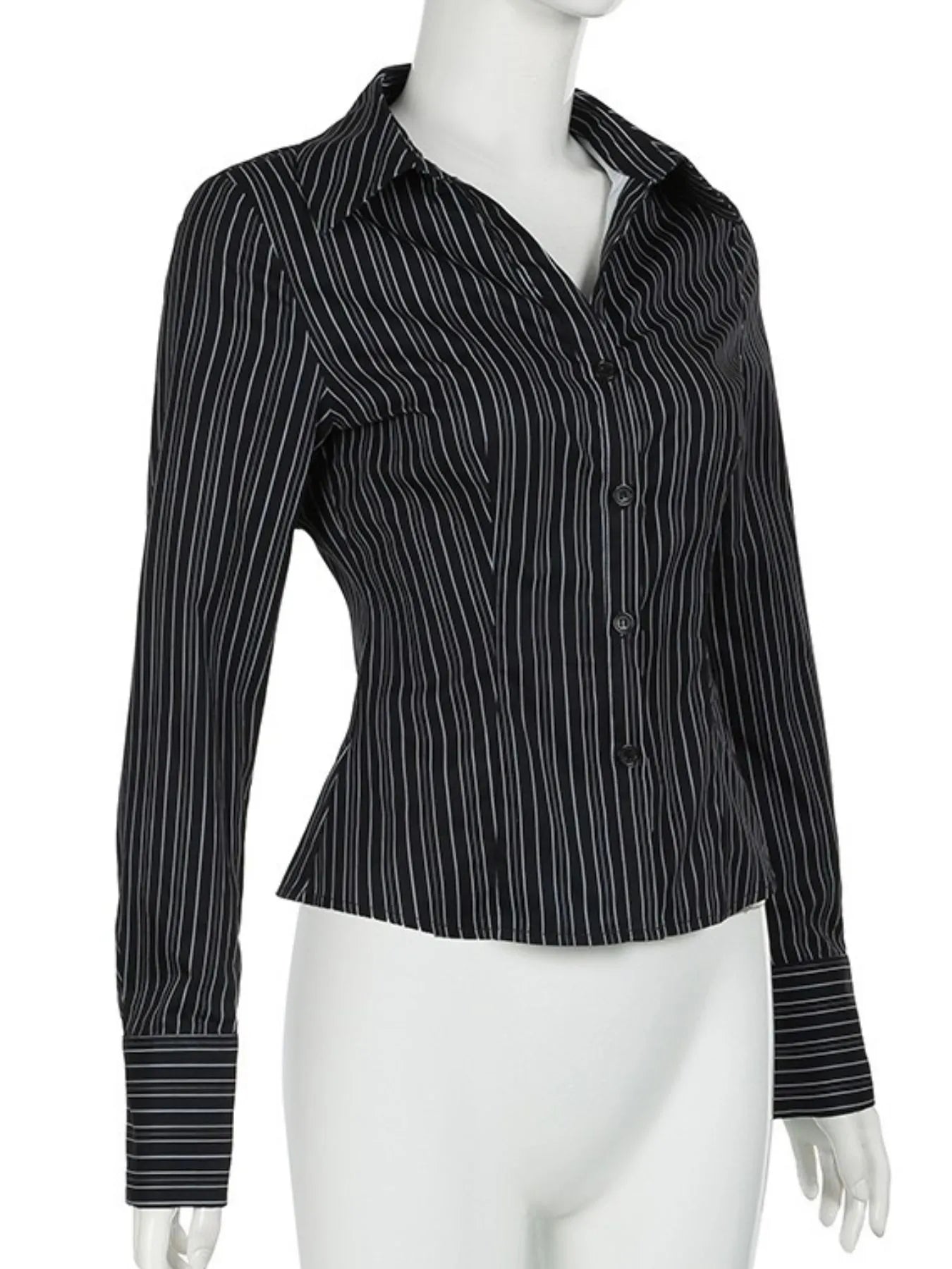Striped Button-Down Collared Neck Shirt OutfitFlow