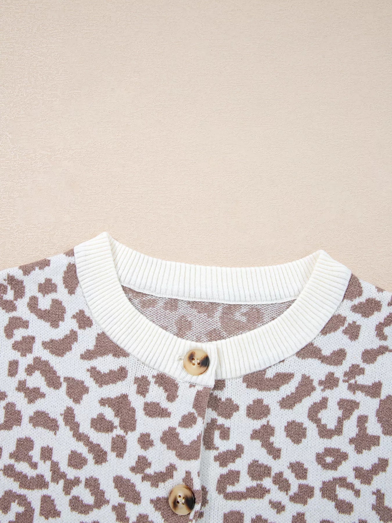 Leopard Drop Shoulder Chunky Knitted Cardigan OutfitFlow