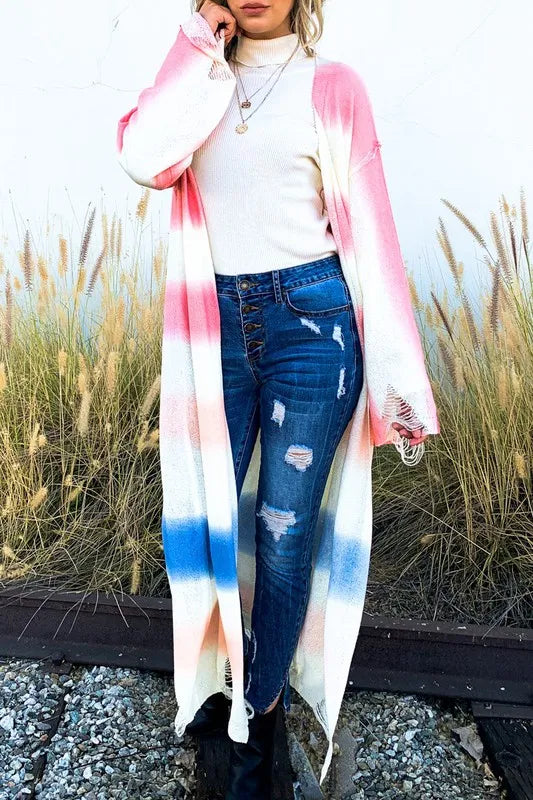 And The Why Multi Gradation Dye Maxi Cardigan Sweater OutfitFlow
