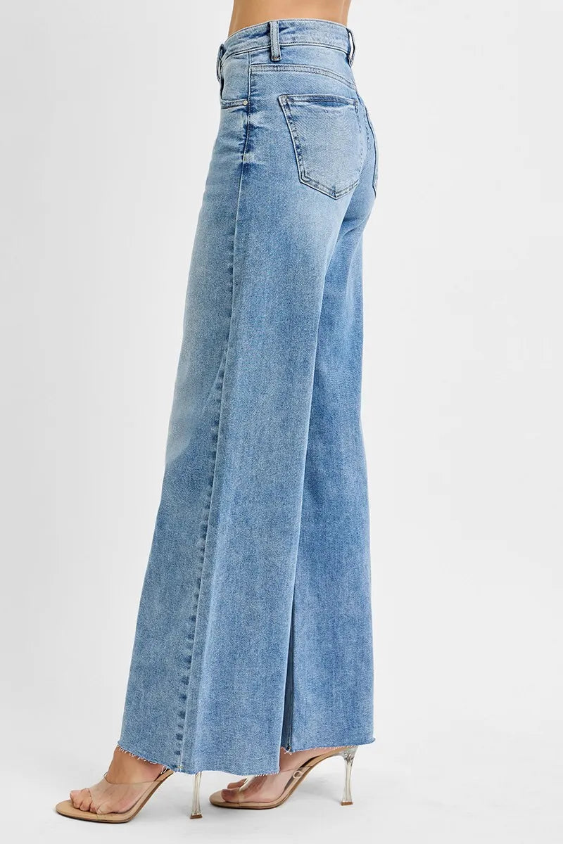 RISEN Full Size Tummy Control High Rise Ankle Palazzo Jeans Plus Size OutfitFlow
