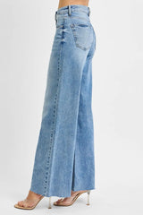 RISEN Full Size Tummy Control High Rise Ankle Palazzo Jeans Plus Size OutfitFlow