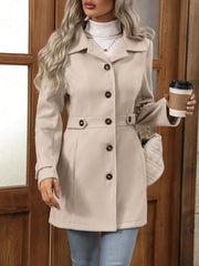 Button Up Long Sleeve Coat Trendsi