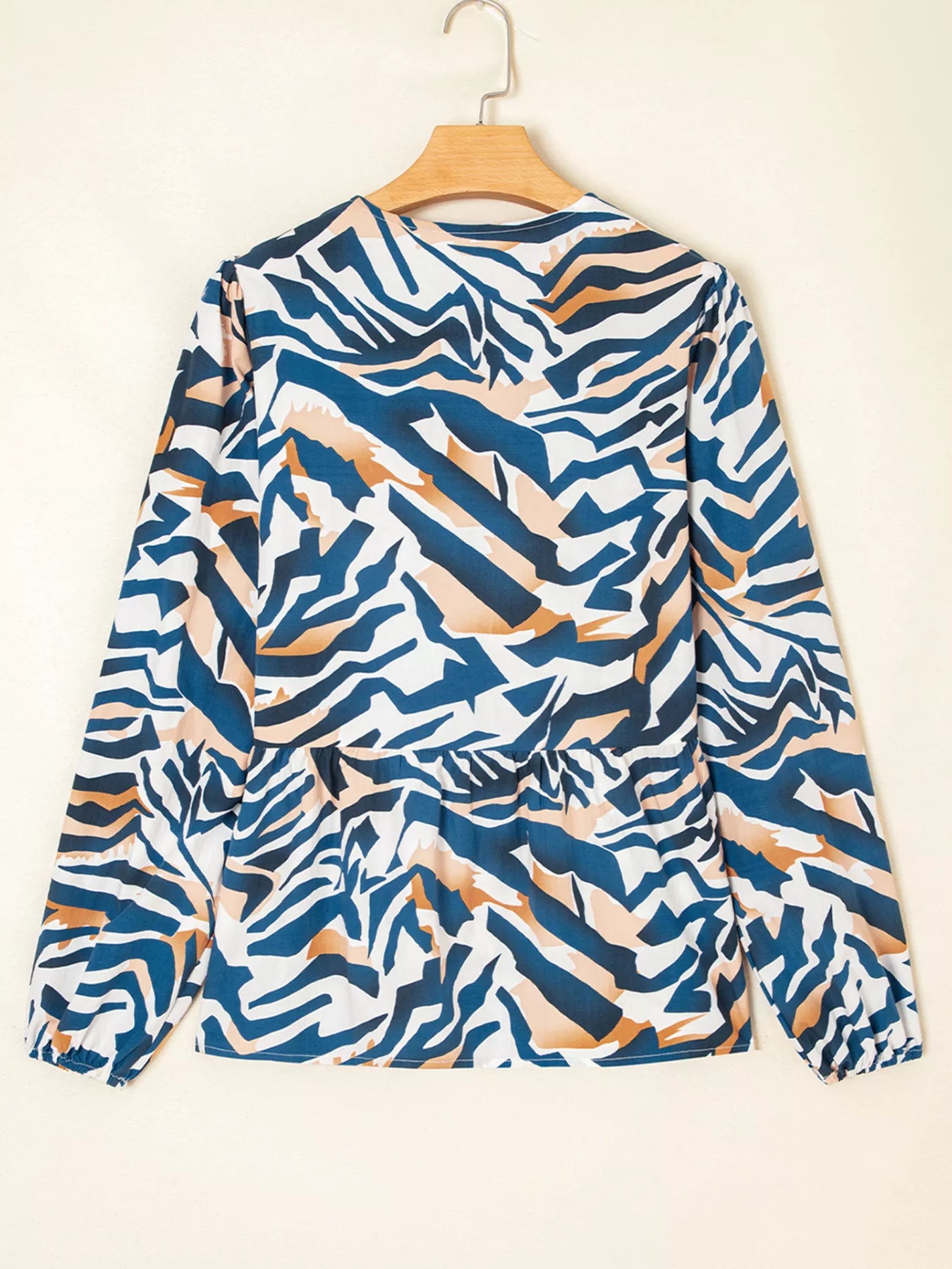 Zebra Print Tied Front Puff Sleeve Top OutfitFlow