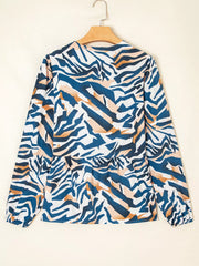 Zebra Print Tied Front Puff Sleeve Top OutfitFlow