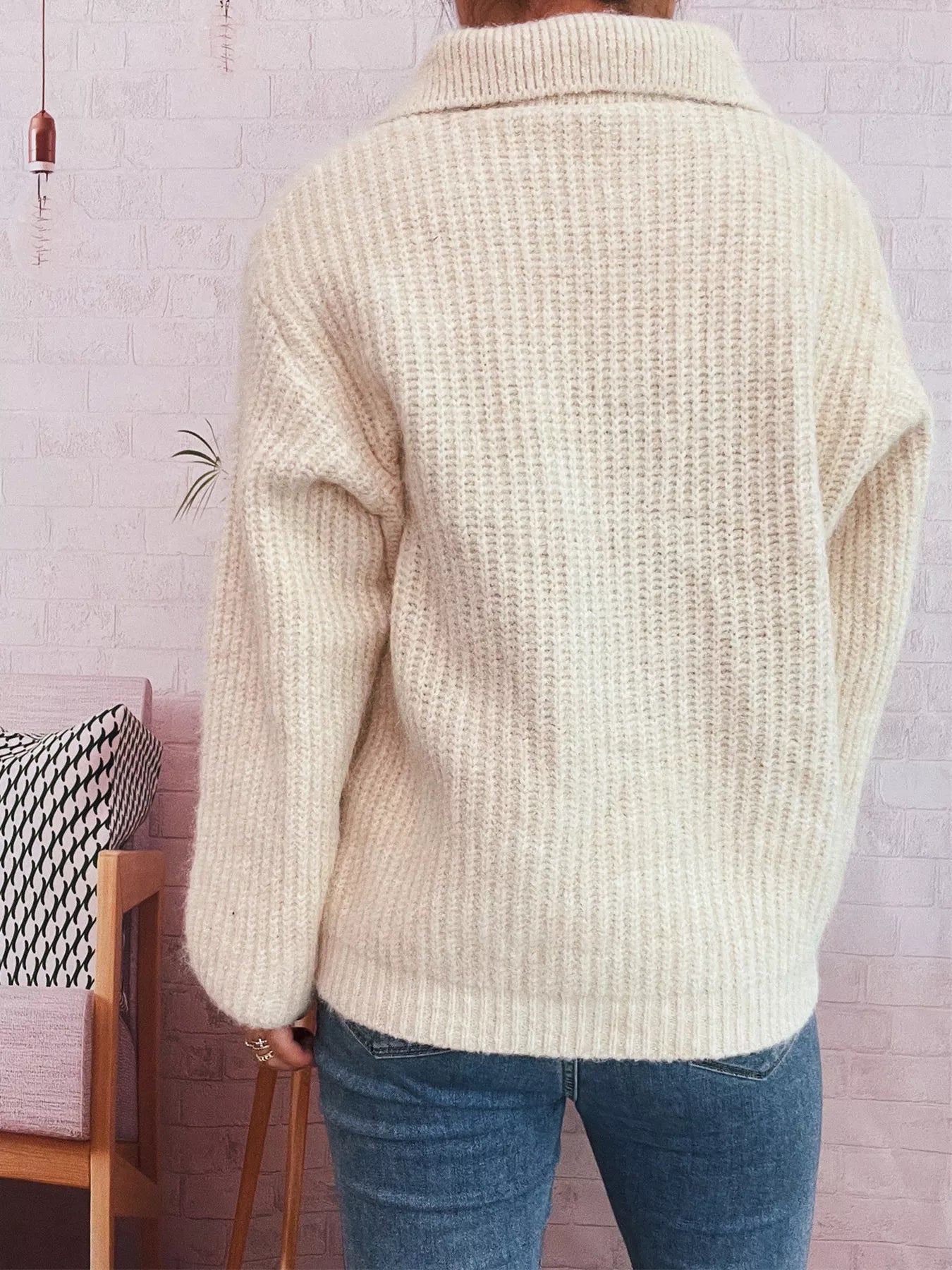 Lace Up Long Sleeve Sweater OutfitFlow