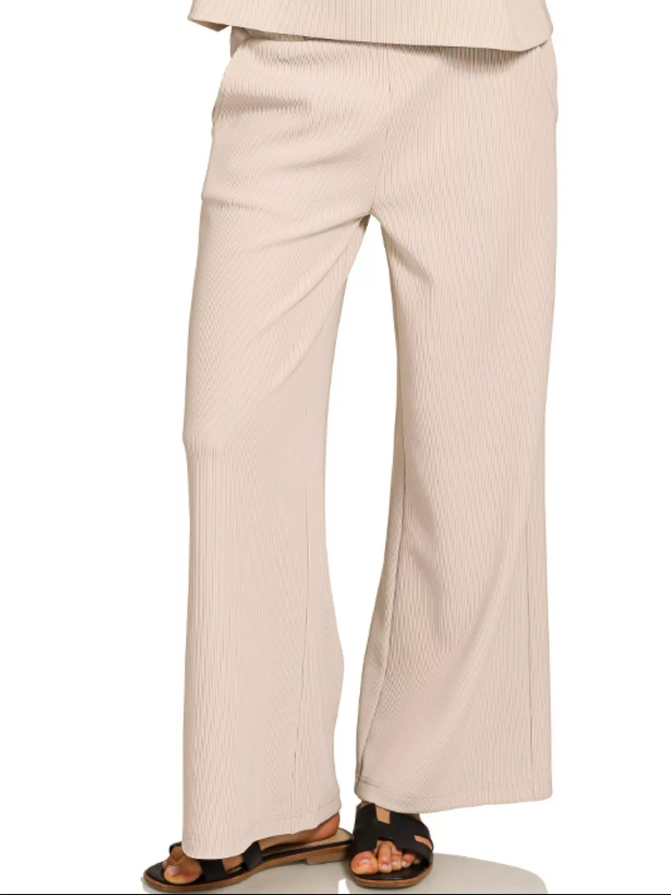 Zenana Ribbed Round Neck Tee & Pants Set OutfitFlow
