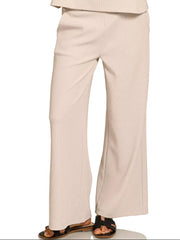 Zenana Ribbed Round Neck Tee & Pants Set OutfitFlow