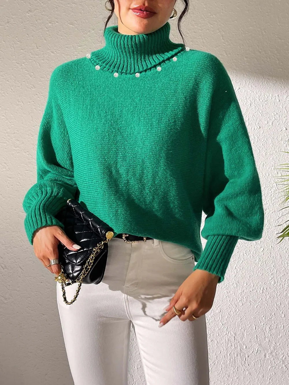 Turtleneck Long Sleeve Sweater OutfitFlow