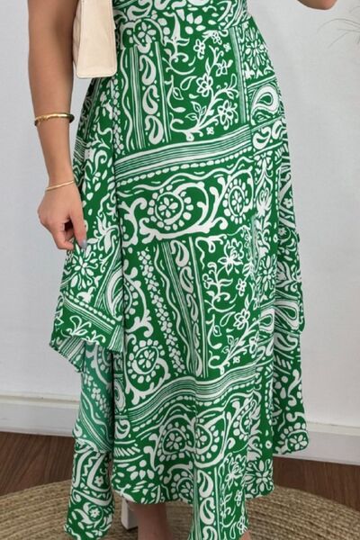 Smocked Printed Halter Neck Dress OutfitFlow