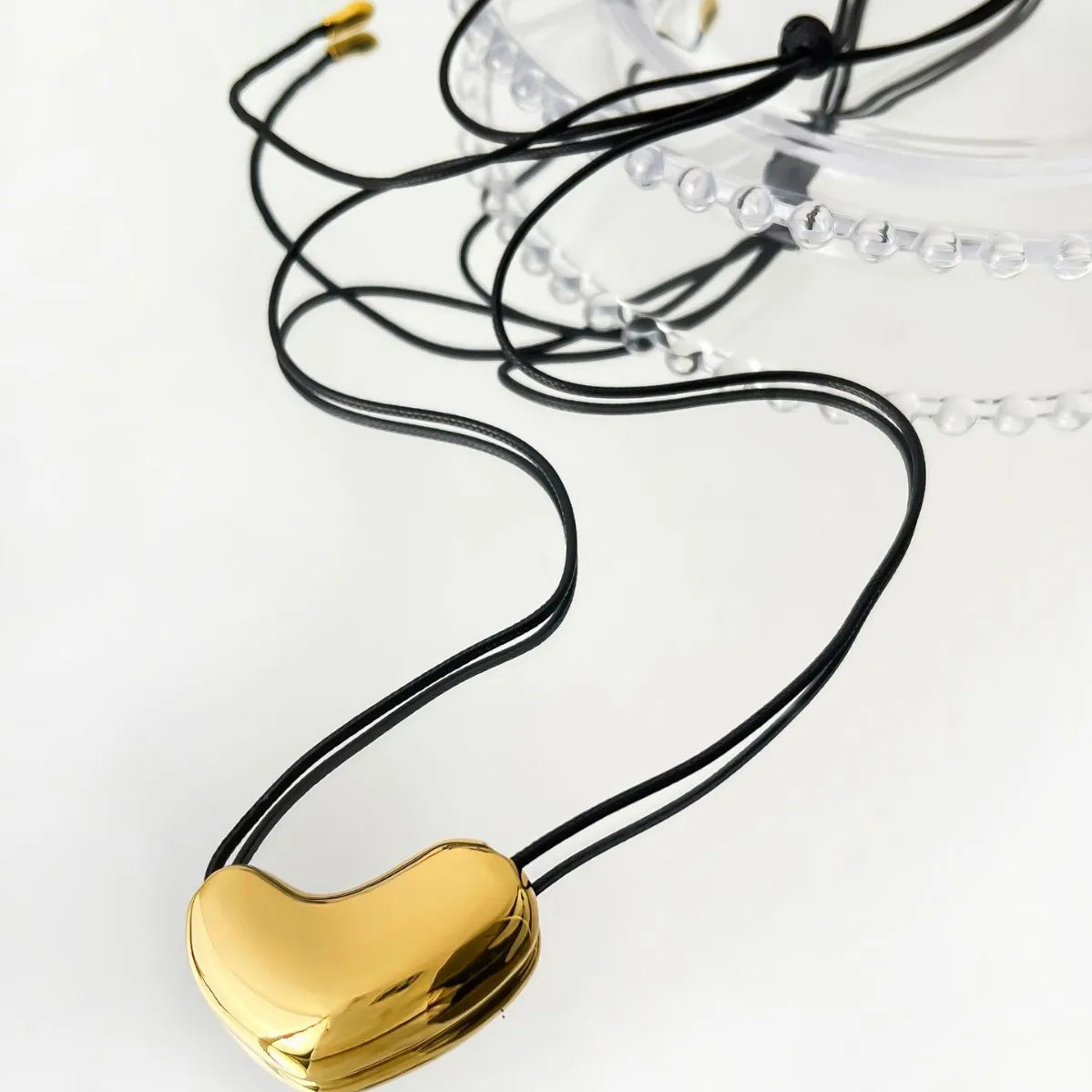 Heart Pendant Leather Rope Necklace OutfitFlow