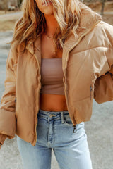 Zip Up Collared Neck Coat with Pockets Trendsi