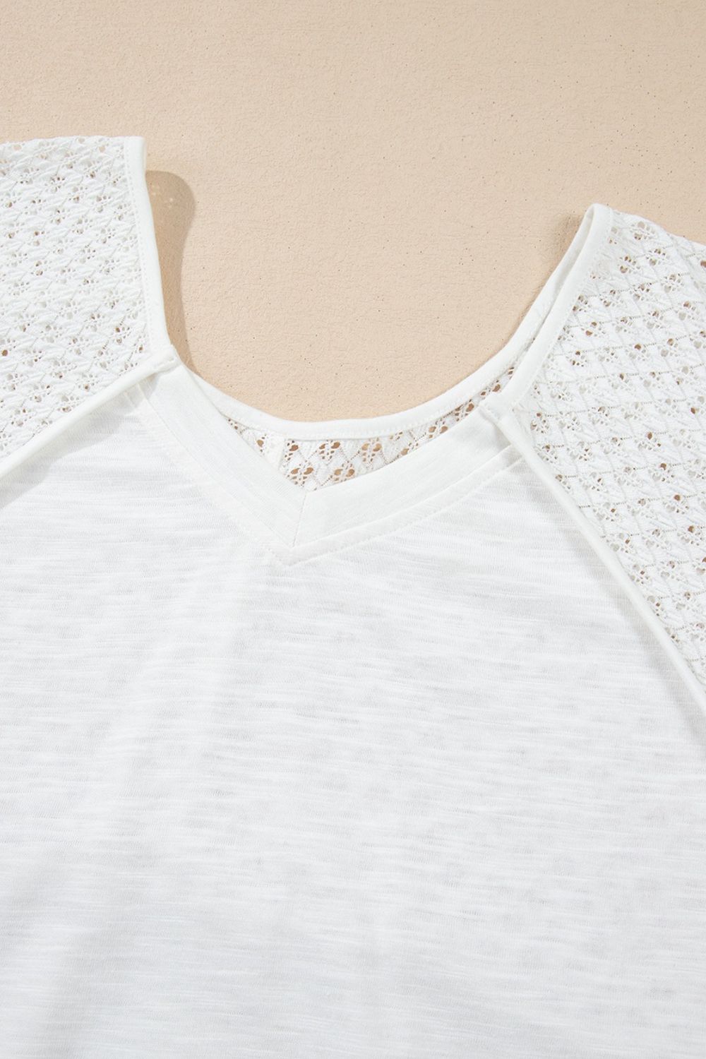 Openwork High Low Hem V Neck Oversized Top OutfitFlow