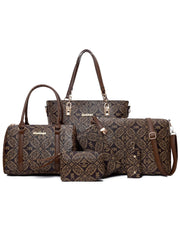 6-Piece Geometric Pattern Bag Set OutfitFlow