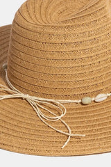 Fame Shell Beaded Wide Brim Straw Hat OutfitFlow