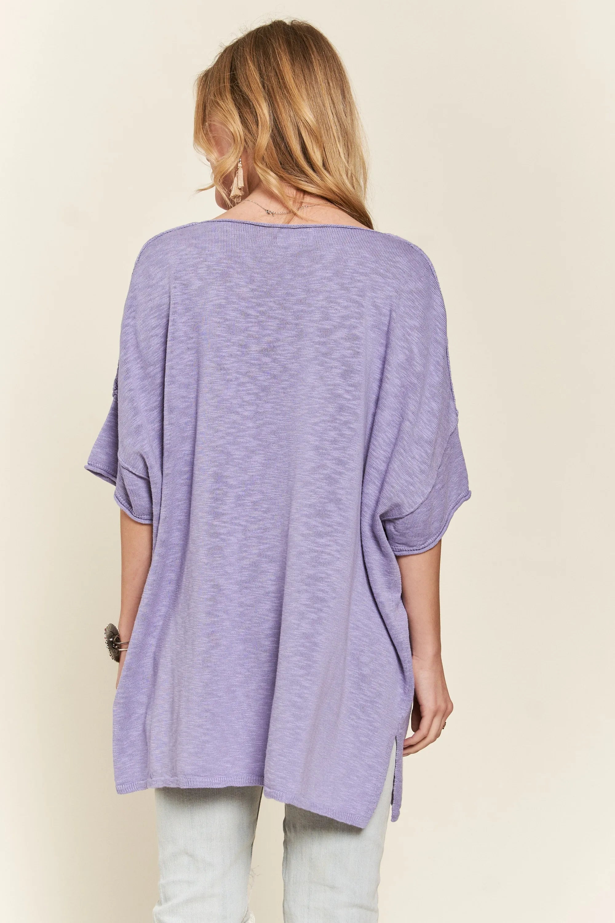 ADORA Drop Shoulder Loose Fit Knit Tunic Top OutfitFlow