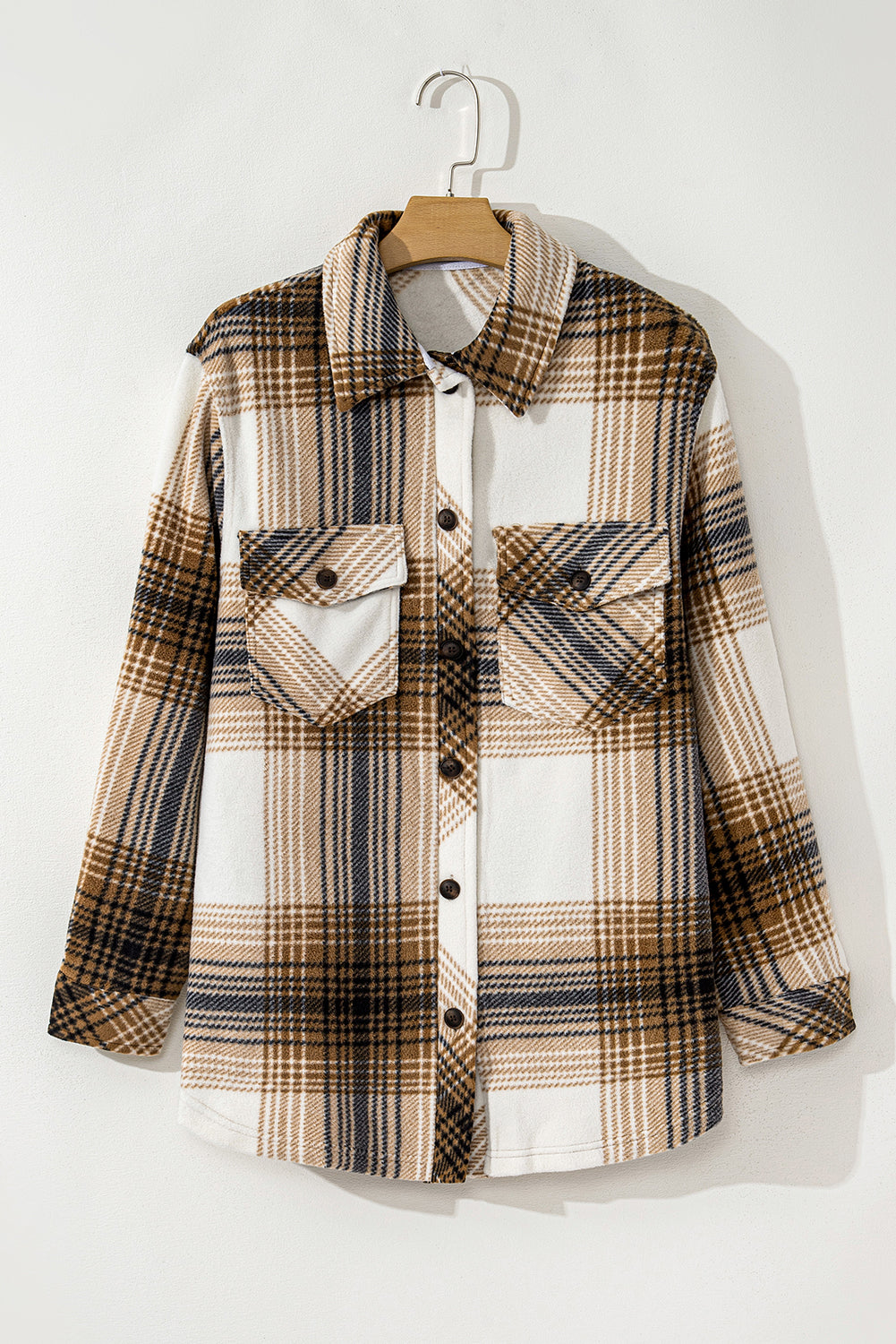 Outfit Flow - Plaid Button Up Long Sleeve Jacket