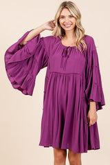 Mittoshop Frill Tie Neck Bell Sleeve Dress OutfitFlow