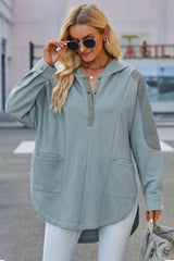 Outfit Flow - Long Sleeve Buttoned Hoodie with Pockets