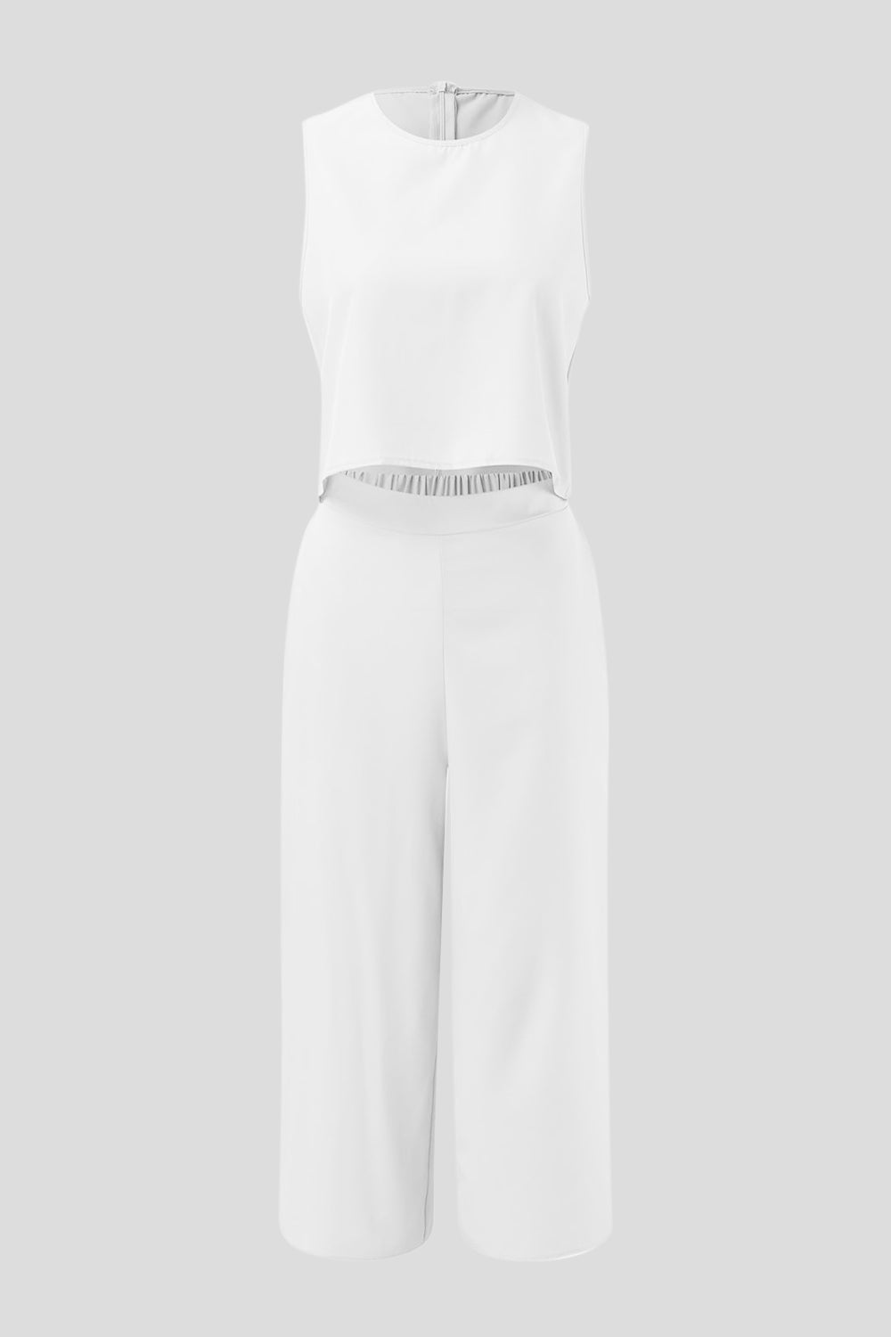 Outfit Flow - Round Neck Top and Wide Leg Pants Set