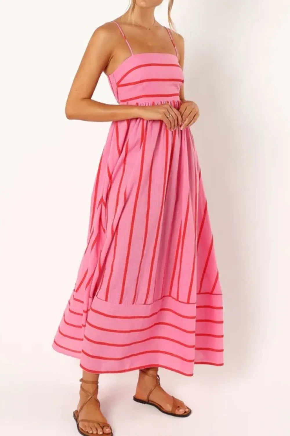 Striped Square Neck Cami Dress OutfitFlow