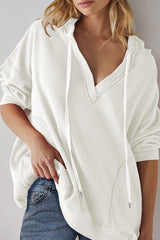 Outfit Flow - Exposed Seam Drawstring Long Sleeve Hoodie