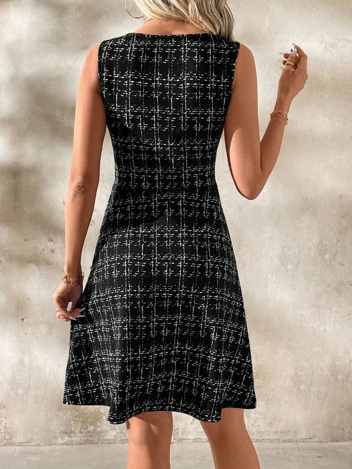 Round Neck Sleeveless Dress OutfitFlow