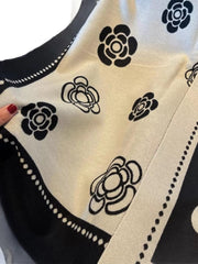 Floral Pattern Raw Hem Scarf OutfitFlow