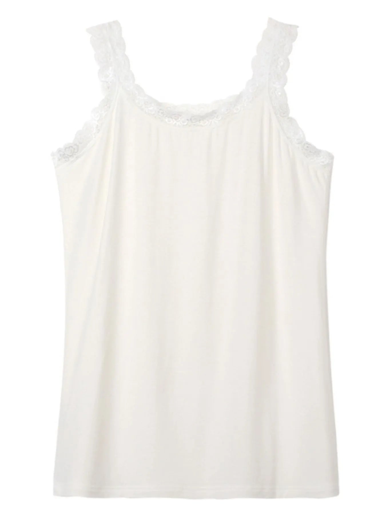 Lace Trim Scoop Neck Cami OutfitFlow