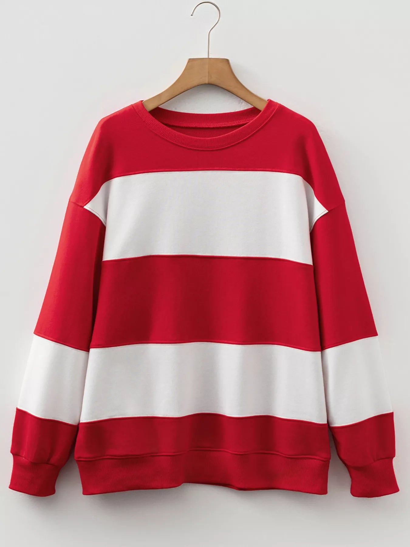 Colorblock Drop Shoulder Baggy Sweatshirt OutfitFlow