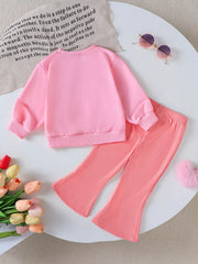 Children's Halloween Graphic Sweatshirt and Flare Pants Set OutfitFlow