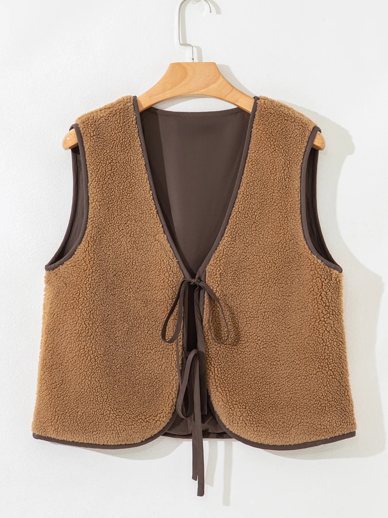 Double Tied Front Vest Coat Trendsi