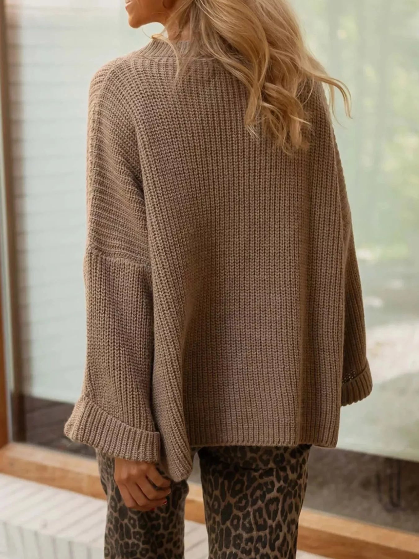 Asymmetrical Button Detail Sweater Trendsi