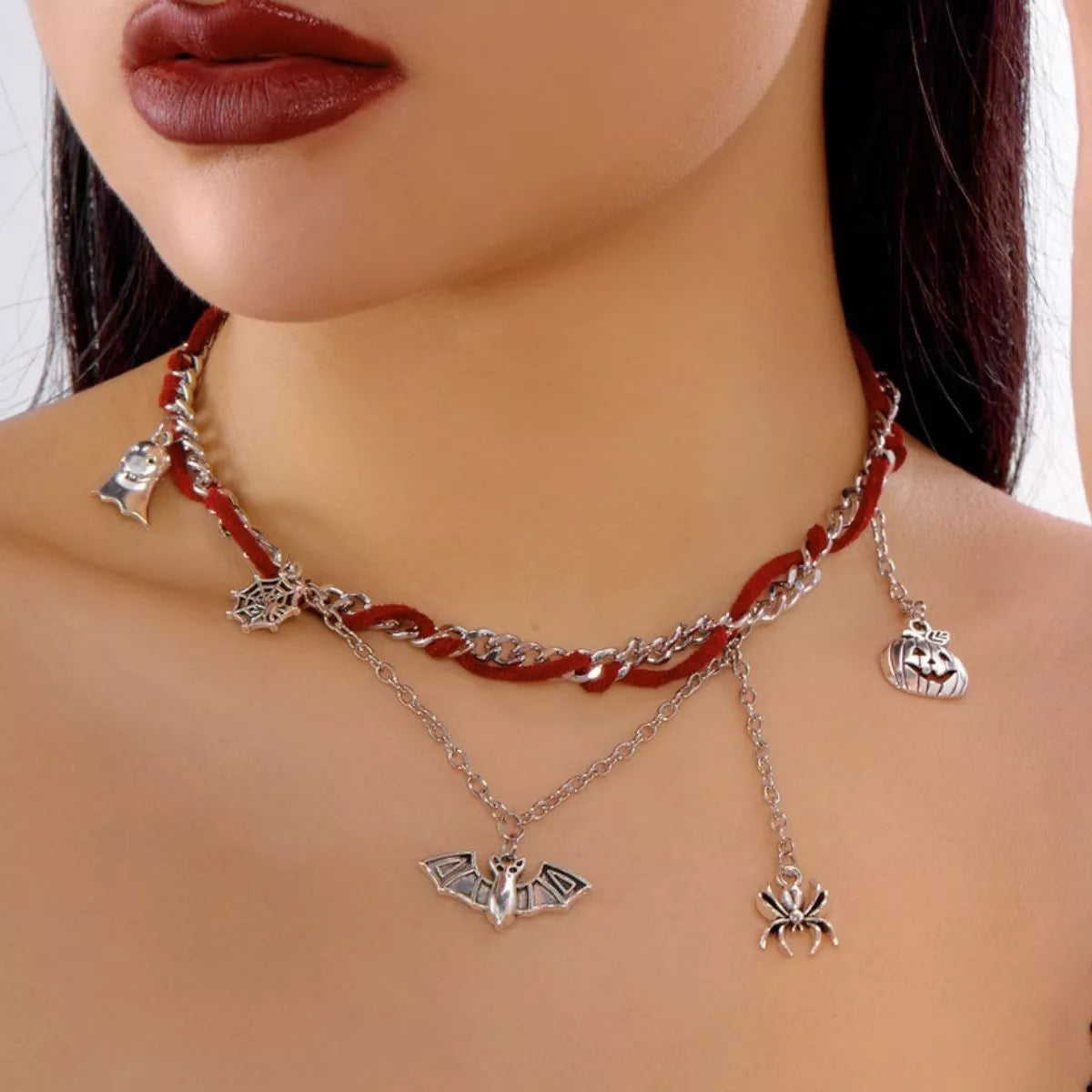 Halloween Double Layered Pendant Necklace OutfitFlow