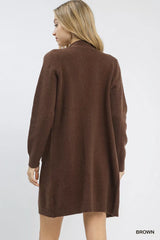 Umgee Button-Down Longline Sweater Cardigan with Front Pockets OutfitFlow