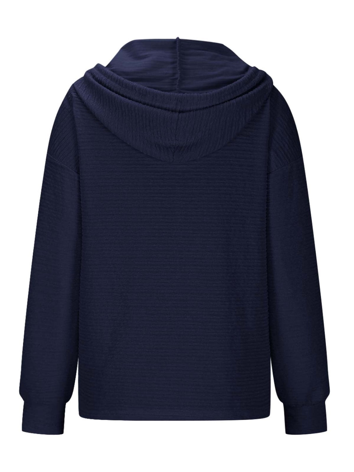 Outfit Flow - Drawstring Quarter Button Long Sleeve Hoodie