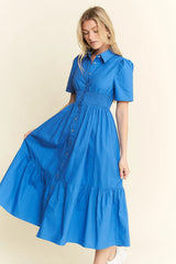 Jade By Jane Short Sleeve Button Down Midi Dress OutfitFlow