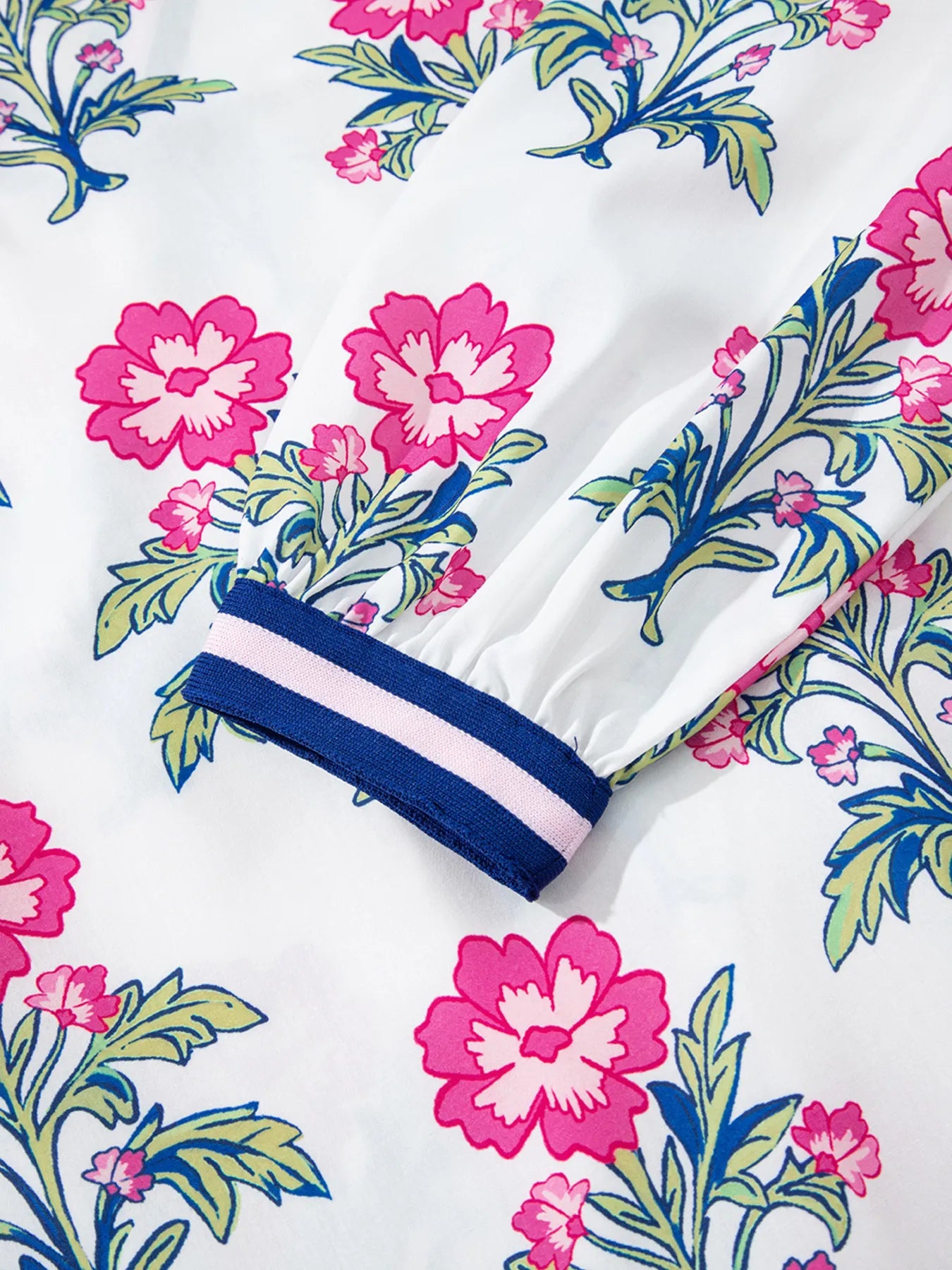 Floral Print Striped V Neck Blouse OutfitFlow