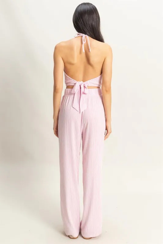 HYFVE Striped Halter Neck Top and Pants Set OutfitFlow