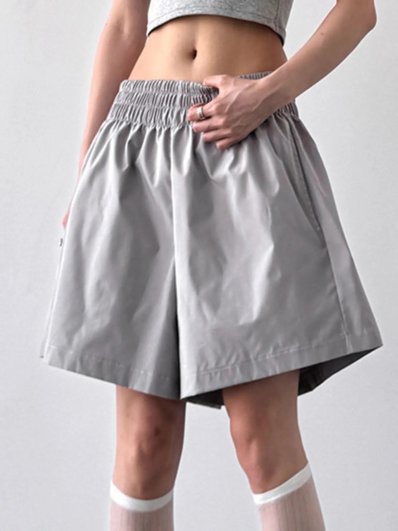 Smocked Wide-Leg Shorts OutfitFlow
