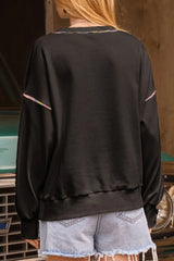 Sequin Pumpkin Round Neck Long Sleeve Sweatshirt OutfitFlow
